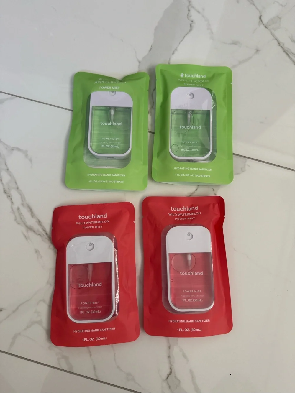4 pack Touchland Power Mist Hydrating Hand Sanitizer 30ml/ 1 fl oz Each